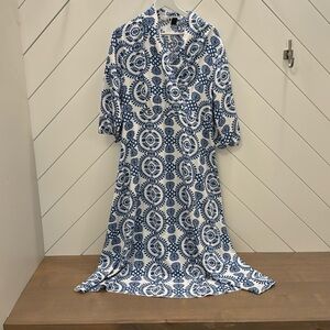 Blue and White Midi Dress